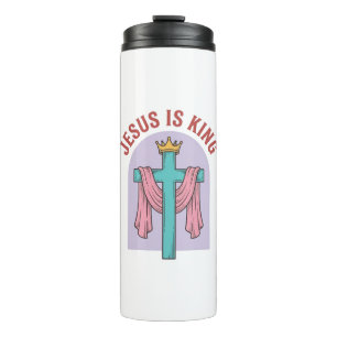 Garrafa Térmica Camiseta Cristã Vintage Coroa Cruz Jesus É Rei