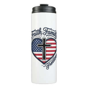 Garrafa Térmica Camiseta Cruz Patriótica Fé Família Liberdade Cora