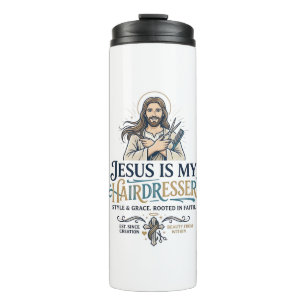 Garrafa Térmica Camiseta de Cabeleireiro Salão de Beleza Jesus Ins