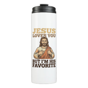 Garrafa Térmica Camiseta de Fé Vintage Engraçada Jesus Ama Você De