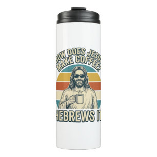 Garrafa Térmica Camiseta Engraçada Jesus Café Desenho Vintage_
