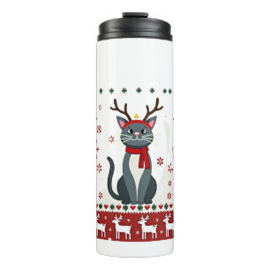 Garrafa Térmica Camiseta Feia de Natal Gato Rena