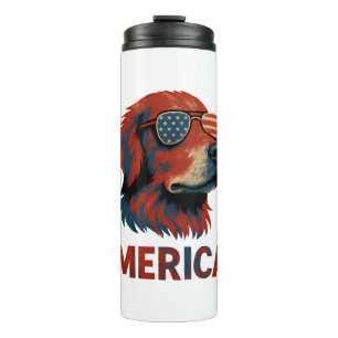 Garrafa Térmica Camiseta Golden Retriever 4 de Julho Merica