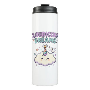 Garrafa Térmica Camiseta Gráfica da Moda Sonhos de Cloudicorn Unic