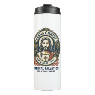 Garrafa Térmica Camiseta Gráfica de Jesus Barbeiro Grooming Mascul