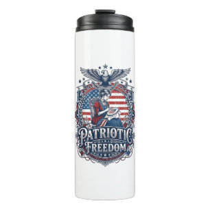Garrafa Térmica Camiseta Gráfica Vetorial de Bordado Cruz Patriota