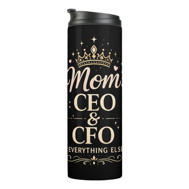 Garrafa Térmica Camiseta Mãe CEO & CFO – Presente Divertido para o (Rotação à direita)