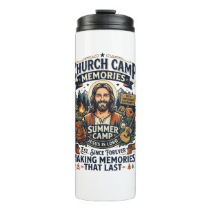 Garrafa Térmica Camiseta Nostálgica Jesus Church Camp VBS Baseada 