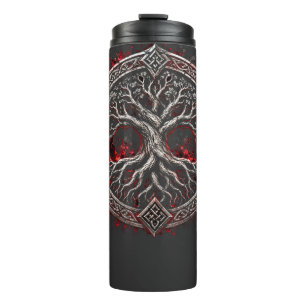 Garrafa Térmica Camiseta T-Shirt Símbolo Nórdico Yggdrasil Árvore 