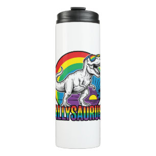 Garrafa Térmica Camiseta Vintage de Dinossauro Arco-íris Allysauru