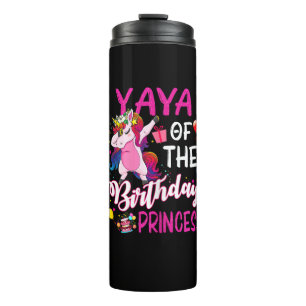 Garrafa Térmica Camiseta Yaya Da Menina Unicórnio Princesa Do Aniv