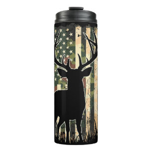 Garrafa Térmica Camo US Flag Deer Hunting Camoflage Hunter