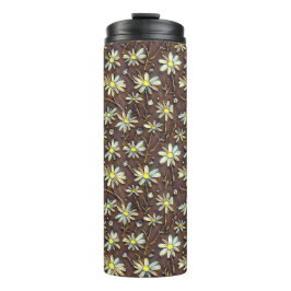 Garrafa Térmica Camomilos florescentes - design de padrão floral m