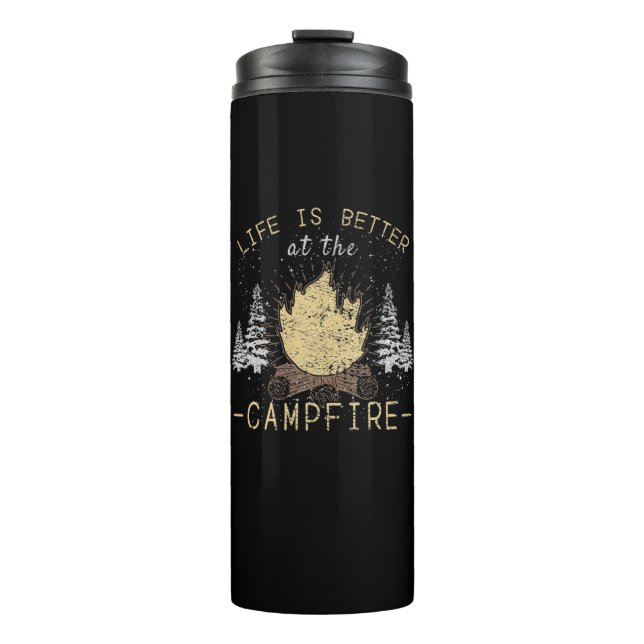 Garrafa Térmica Campfire - A Vida É Melhor Pelo Fogo (Frente)