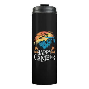 Garrafa Térmica Camping Feliz Retrô Vintage Equipe de Acampamento 
