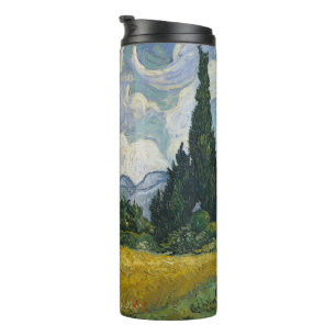 Garrafa Térmica Campo de Trigo com Ciprestes, Pintura a Óleo, Van