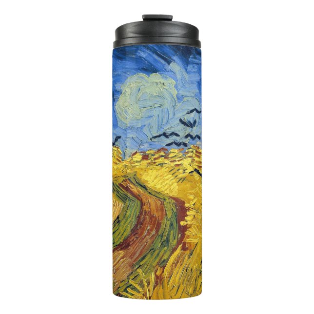 Garrafa Térmica Campos de Trigo de Van Gogh pintura impressionista (Frente)
