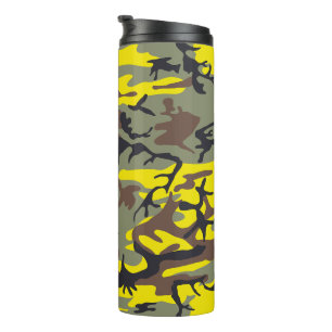Garrafa Térmica Camuflagem Amarela e Marrom, Militar, Exército
