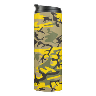 Garrafa Térmica Camuflagem Amarela e Verde, Militar, Exército