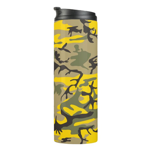 Garrafa Térmica Camuflagem Amarela e Verde, Militar, Exército (Rotação à direita)