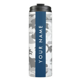 Garrafa Térmica Camuflagem Cinza Neve de Inverno Personalize seu n