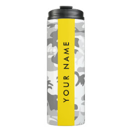 Garrafa Térmica Camuflagem Cinza Neve de Inverno Personalize seu n