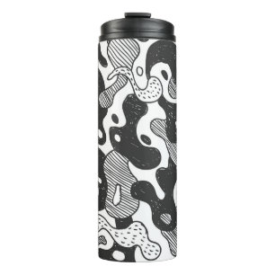 Garrafa Térmica camuflagem de estilo abstrato, preto