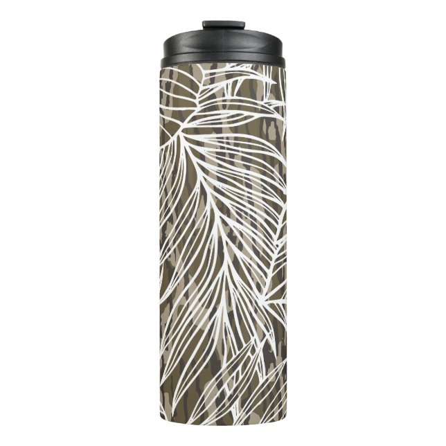 Garrafa Térmica Camuflagem de Fundo Botânico Seamless (Frente)