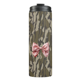 Garrafa Térmica Camuflagem de Terra Baixa Fofa Estética Laço de Fi