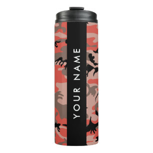 Garrafa Térmica Camuflagem Vermelha e Marrom Personalize seu nome