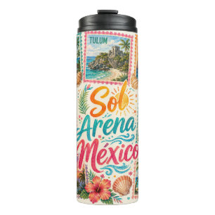 Garrafa Térmica Cancun Sol Areia México Praias Tropicais Lindas 