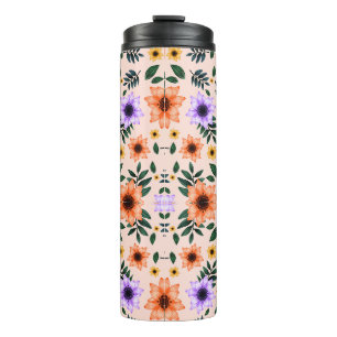 Garrafa Térmica Caneca alta para viagem com um padrão floral