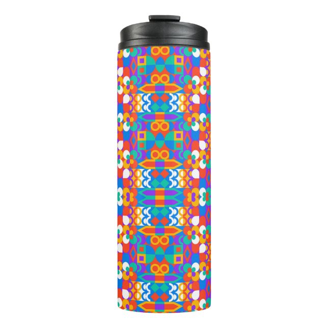 Garrafa Térmica Caneca alta para viagem com um padrão geométrico v (Frente)