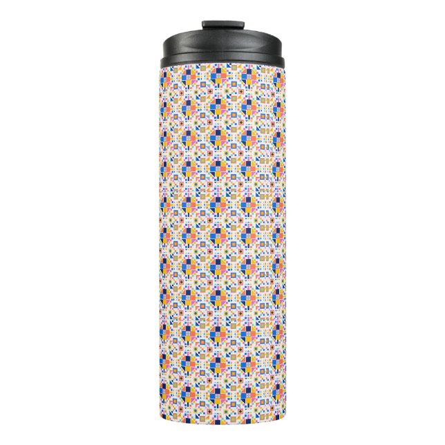 Garrafa Térmica Caneca alta para viagem com um padrão geométrico v (Frente)