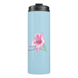 Garrafa Térmica Caneca azul com Lírios rosa