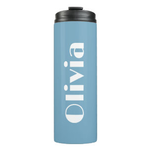 Garrafa Térmica Caneca Azul Personalizada Letras Impressas Grandes