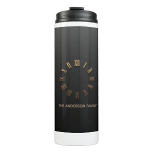 Garrafa Térmica Caneca de Café com Numeração Romana em Preto Fosco