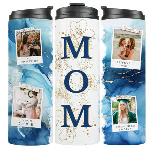 Garrafa Térmica Caneca de Café de Viagem com Foto da Mãe em Mármor