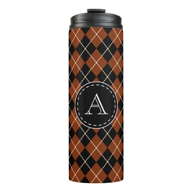 Garrafa Térmica Caneca de Café Monograma Argyle (Frente)