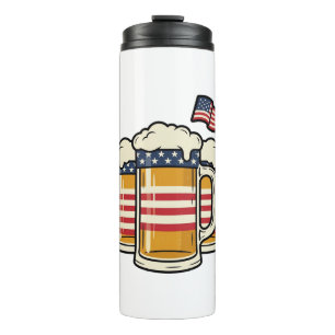 Garrafa Térmica Caneca de Cerveja Patriótica Design Vetorial Vinta