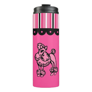 Garrafa Térmica Caneca de Poodle Rosa Brilhante