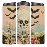 Caneca de Térmica Esqueleto Glitter Assustador do