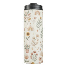 Caneca de Viagem Boho Arco-íris Terra Tônica Botân
