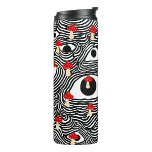 Garrafa Térmica Caneca de Viagem Cogumelo Trippy - Xícara com Desi