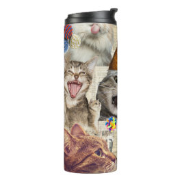 Garrafa Térmica Caneca de Viagem Colagem de Gatos, Tumbler Térmico