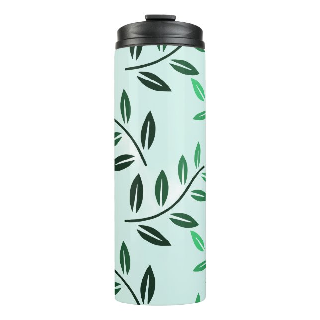 Garrafa Térmica Caneca de Viagem com Padrão de Folha Verde | Botân (Frente)