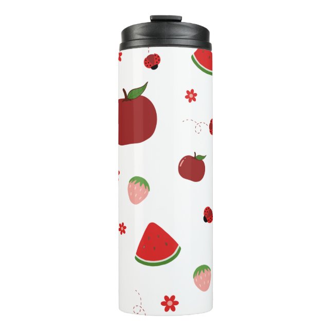 Garrafa Térmica Caneca de Viagem com Padrão de Frutas Fofas | Maçã (Frente)