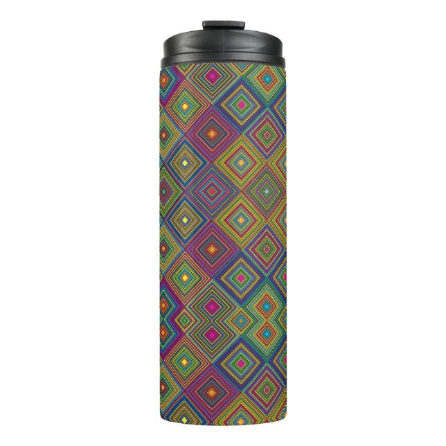 Garrafa Térmica Caneca de viagem com padrão geométrico vibrante (Frente)