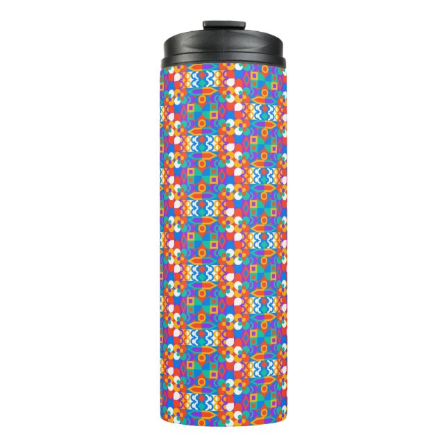 Garrafa Térmica Caneca de viagem com padrão geométrico vibrante (Frente)