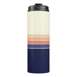 Garrafa Térmica Caneca de viagem com risca de pêssego e azul retro